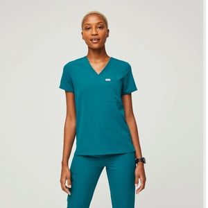 Figs Zamora high waisted jogger scrubs with Catarina one pocket scrub top